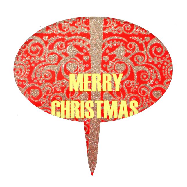 Happy Christmas Red and Gold Collection Cake Topper (Front)