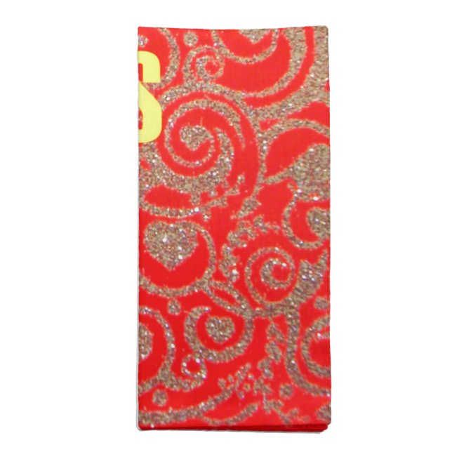 Happy Christmas Red and Gold Collection Napkin (Folded)