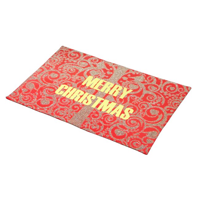 Happy Christmas Red and Gold Collection Placemat (On Table)