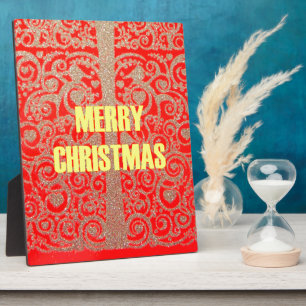 Happy Christmas Red and Gold Collection Plaque