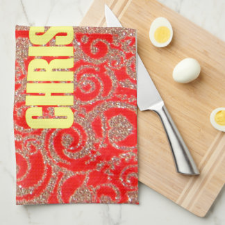 Happy Christmas Red and Gold Collection Towel