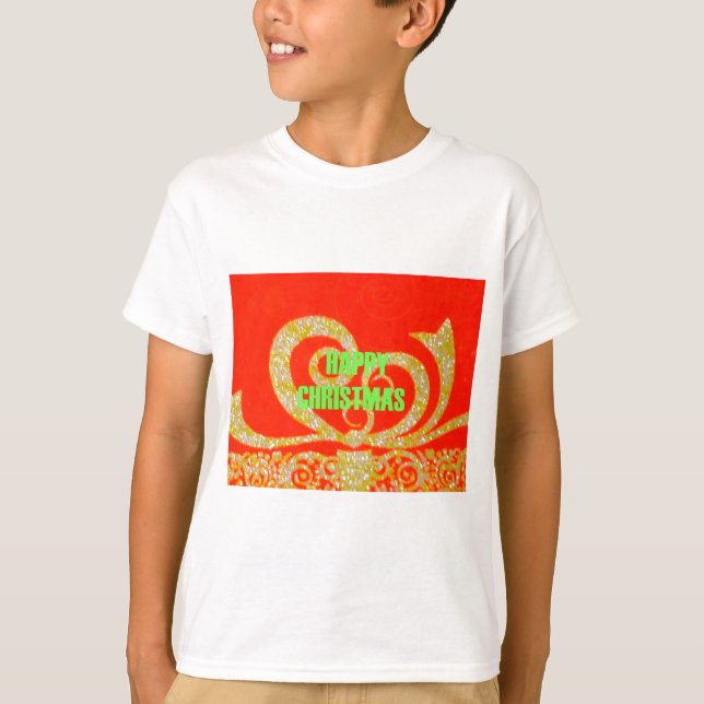 Happy Christmas Red and Gold T-Shirt (Front)