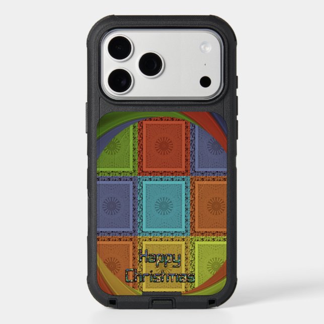 Happy Christmas Red Golden Green square  Curve  Otterbox iPhone Case (Back)