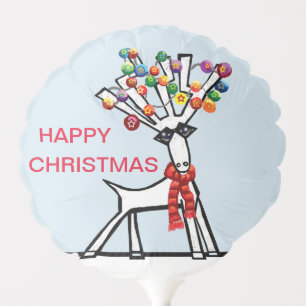 Happy Christmas reindeer with party lights Balloon