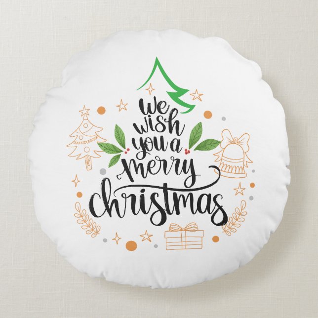 happy christmas round pillow (Front)