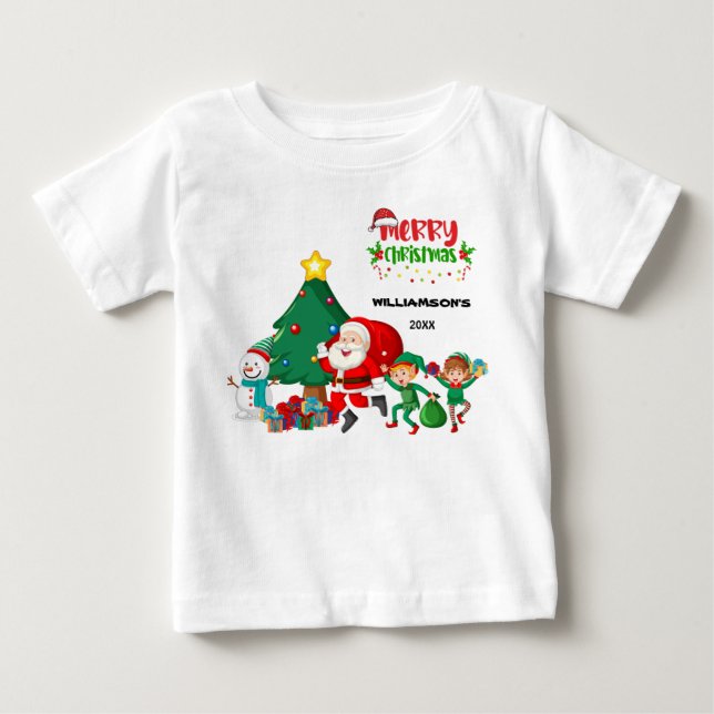 Happy Christmas | Santa Claus Say  Personalized  Baby T-Shirt (Front)