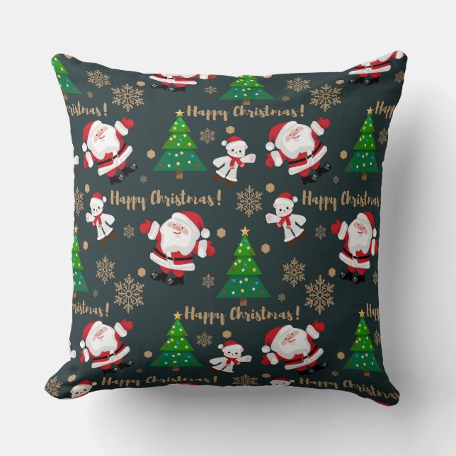 Happy Christmas Santa  Throw Pillow (Front)