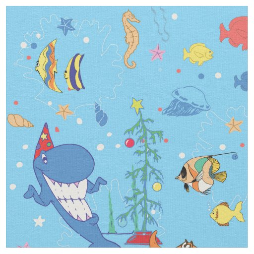 Happy Christmas Shark Fabric