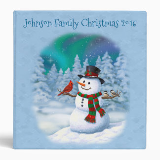 Happy Christmas Snowman & Birds Winter Scene Binder