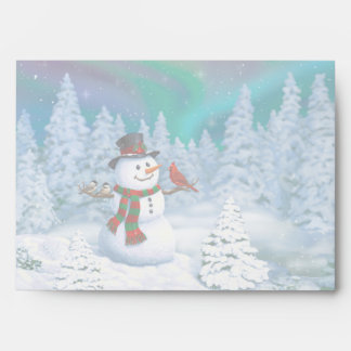 Happy Christmas Snowman & Birds Winter Scene Envelope