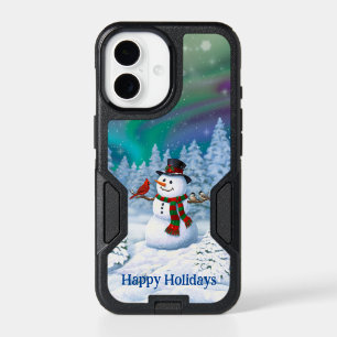 Happy Christmas Snowman & Birds Winter Scene iPhone 17 Case