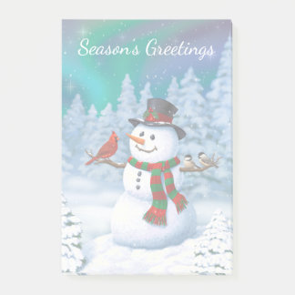Happy Christmas Snowman & Birds Winter Scene Post-it Notes