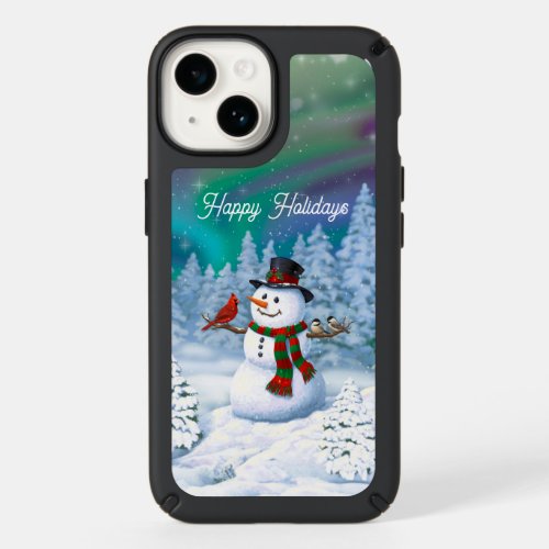 Happy Christmas Snowman  Birds Winter Scene Speck iPhone 14 Case