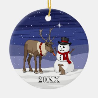 Happy Christmas Snowman & Cute Reindeer