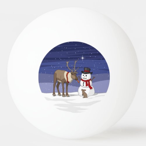 Happy Christmas Snowman  Cute Reindeer Ping_Pong Ball