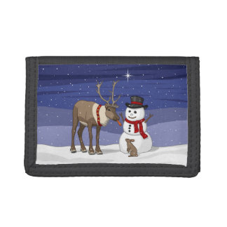 Happy Christmas Snowman & Cute Reindeer Trifold Wallet
