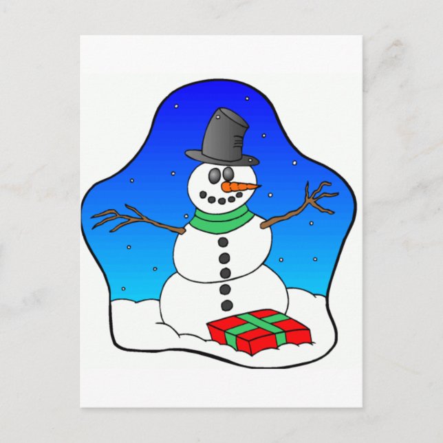 Happy Christmas Snowman Holiday Postcard (Front)