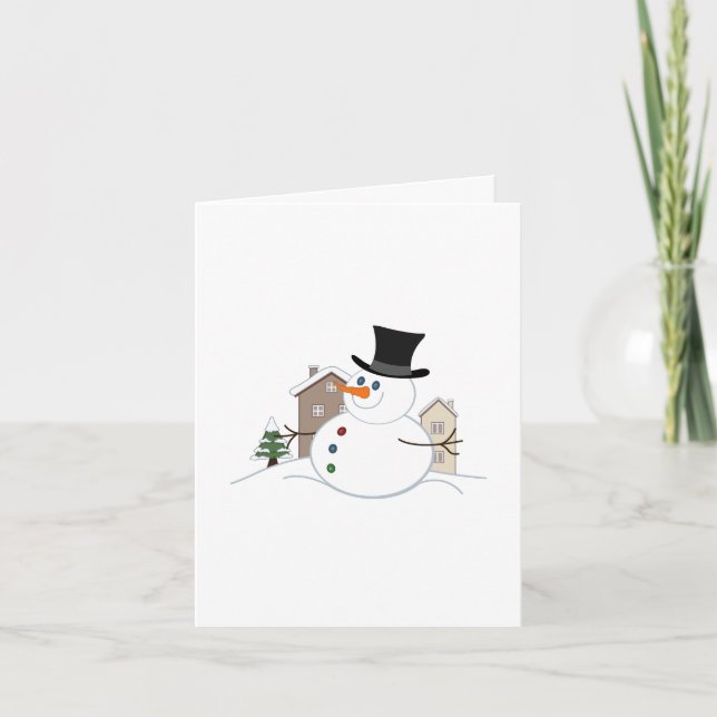 Happy Christmas Snowman Illustration Holiday Card (Front)