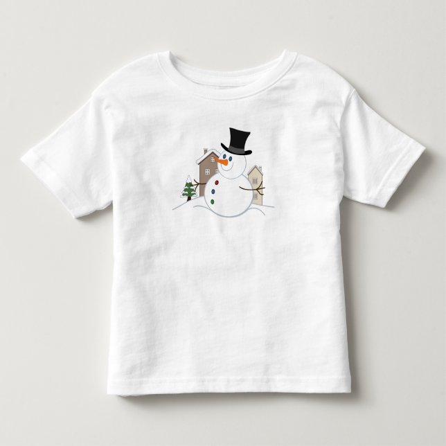Happy Christmas Snowman Illustration Toddler T-shirt (Front)