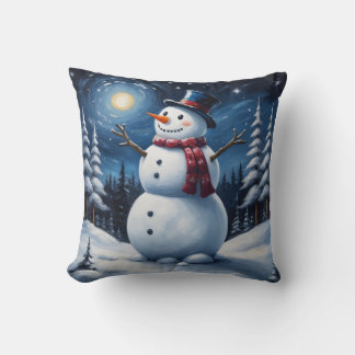 Happy christmas snowman throw pillow