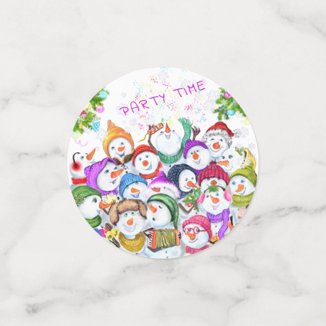 Happy Christmas Snowmans Party Confetti (Small Front)