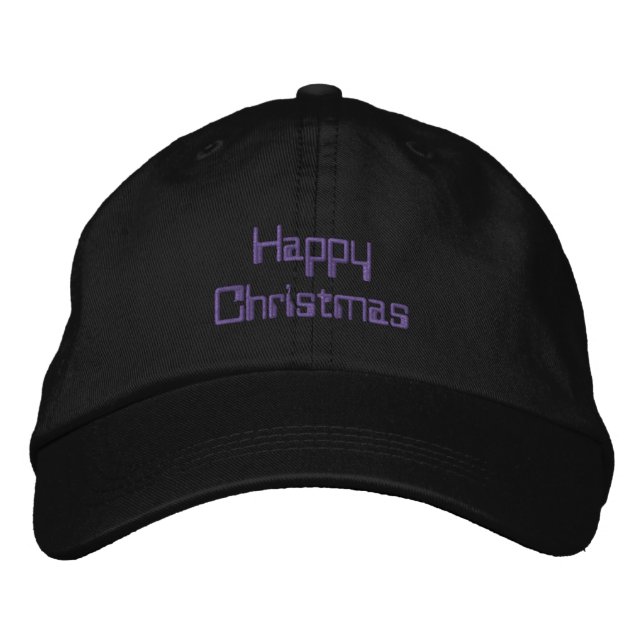 Happy Christmas text celebration Embroidered Baseball Cap (Front)