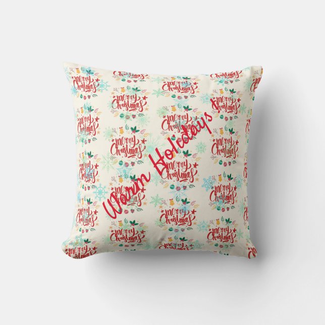 Happy Christmas Throw Pillow (Front)