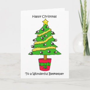 Happy Christmas to Beekeeper Cartoon Bees Card