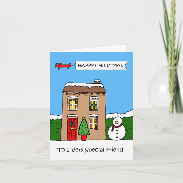 Happy Christmas to Friend Festive House Card (Front)