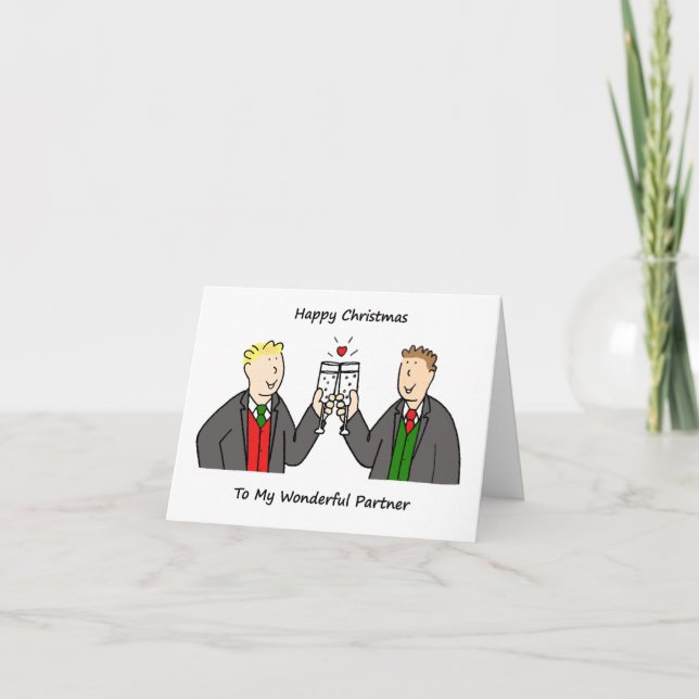 Happy Christmas to Gay Male Partner Holiday Card (Front)