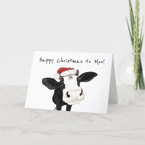 Happy Christmas to Moo Cute Cow Christmas Card