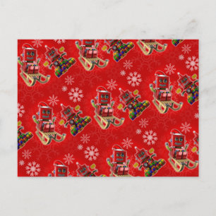 Happy christmas toy robot holiday postcard