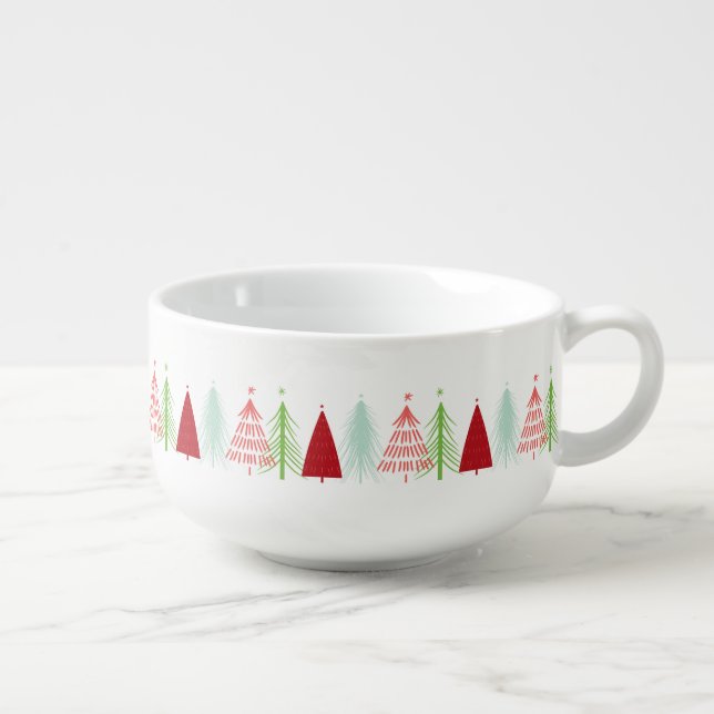 Happy Christmas Tree Row Soup Mug (Left)