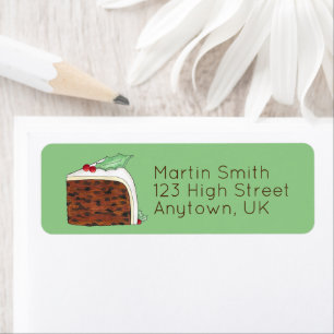 Happy Christmas UK British Cake Slice Festive Label