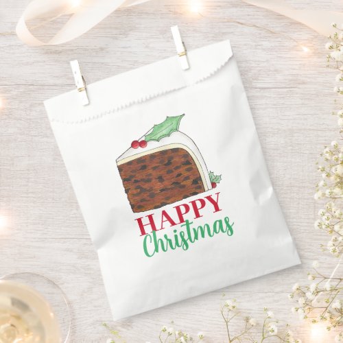 Happy Christmas UK British Cake Slice Homemade Favor Bag
