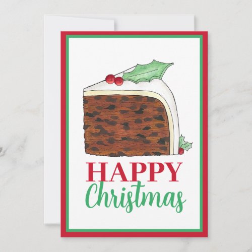 Happy Christmas UK British Cake Slice Homemade Holiday Card