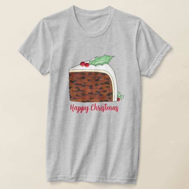 Happy Christmas UK British Cake Slice Homemade T-Shirt (Laydown)
