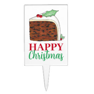 Happy Christmas UK British Cake Slice Homemade Topper