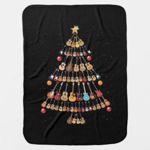 Happy Christmas Ukulele Instrument Christmas Tree Baby Blanket