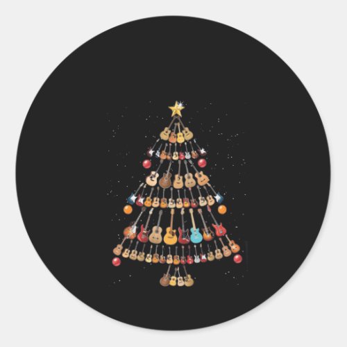 Happy ChristmasUkulele Instrument Christmas Tree Classic Round Sticker