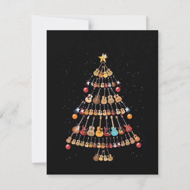Happy Christmas|Ukulele Instrument Christmas Tree Thank You Card (Front)
