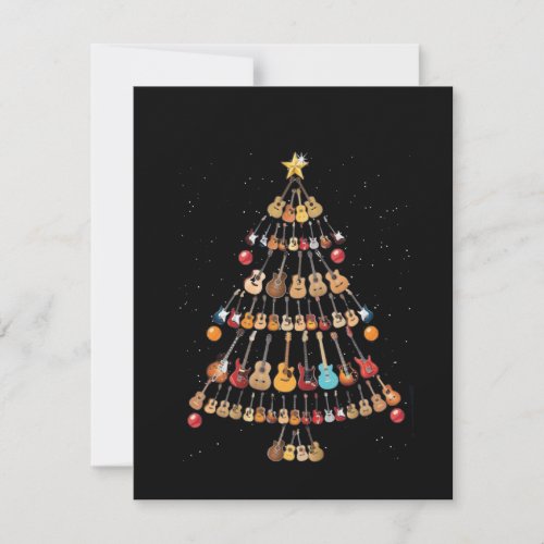 Happy ChristmasUkulele Instrument Christmas Tree Thank You Card