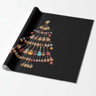 Happy Christmas Ukulele Instrument Christmas Tree Wrapping Paper