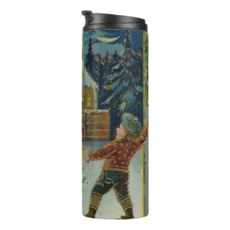Happy Christmas - Vintage snowball fight postcard Thermal Tumbler