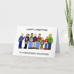 Happy Christmas Volunteer Cartoon Group Card