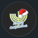 Happy Christmukkah Hanukkah Christmas  Classic Round Sticker<br><div class="desc">Happy Christmukkah Hanukkah Christmas</div>