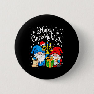 Happy Christmukkah Hanukkah Christmas Gnome Xmas F Button