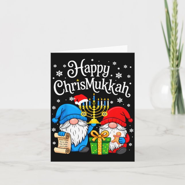 Happy Christmukkah Hanukkah Christmas Gnome Xmas F Card (Front)