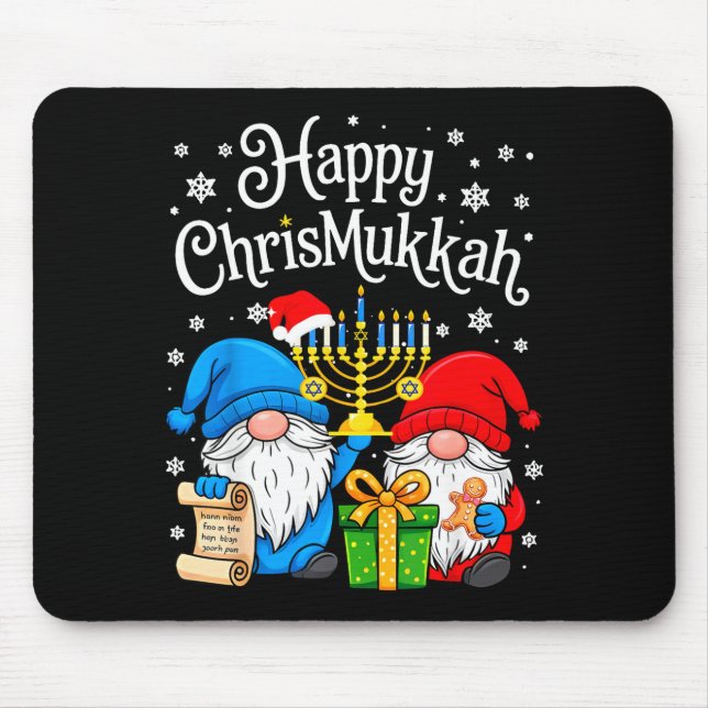 Happy Christmukkah Hanukkah Christmas Gnome Xmas F Mouse Pad (Front)