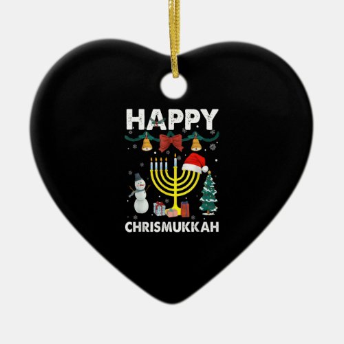 Happy Christmukkah Jewish Christmas Hanukkah Chanu Ceramic Ornament